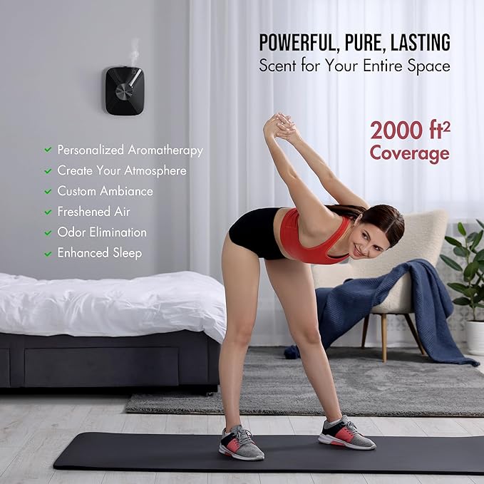 Airversa Smart Waterless Essential Oil Diffuser, 400mL Capacity with 200mL Fragrance Scent Oils, Up to 2000 sq ft Aromatherapy Scent Air Machine for Large Room and Commercial Use, ANA Black Kit