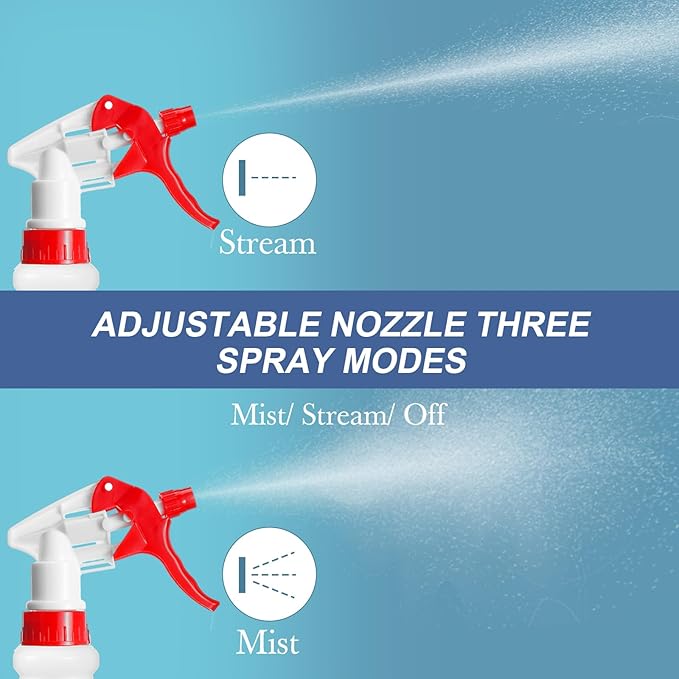 Eccliy 20 Pack 16oz Empty Spray Bottles, Leakproof Cleaning Bottles with Measurement and Adjustable Nozzle for Housekeeping, Commercial Use(White Cylinder Without Measurement,Red White)