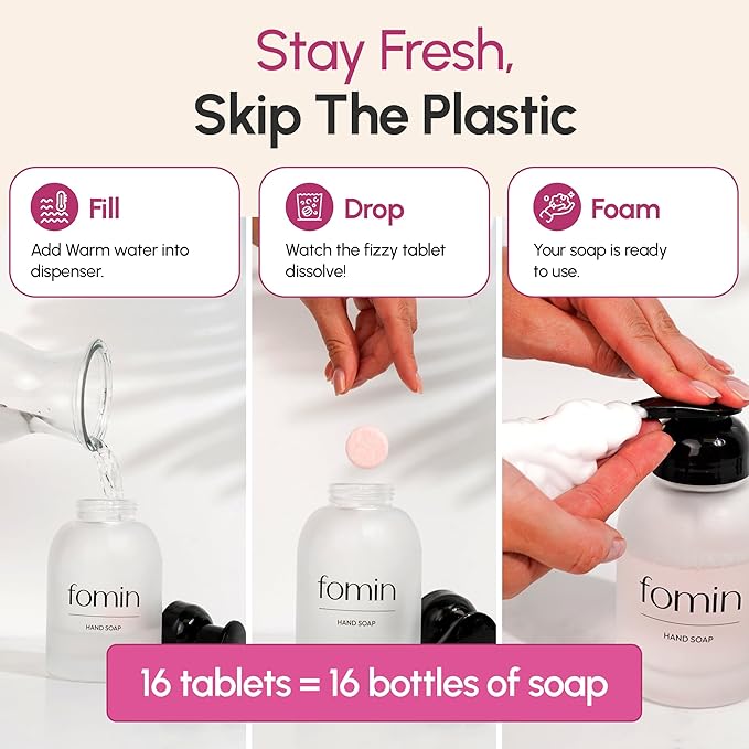 FOMIN Foaming Hand Soap Tablet Refills (6 Count) - Makes 48 fl oz (6 x 8 fl oz) - Magnolia Neroli - Foaming Hand Soap Tablets, Sustainable Soap Tablets for Hand Wash