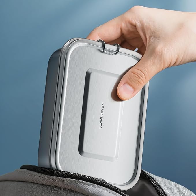 G.a HOMEFAVOR Bento Lunch Box, Stainless Steel Lunch Containers Leakproof with Removable Divider, Metal Lunch Containers, 800 ml, Dishwasher Safe