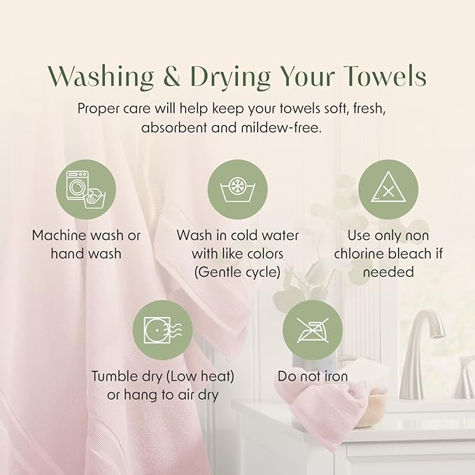 Springtree Home Luxury Bamboo Rayon Bath Towel Set of 4 | 35% Bamboo Rayon - 65% Cotton | Absorbent Quick-Dry Towels for Bathroom | Oeko-TEX Standard 100 Cotton | Pink Shadow