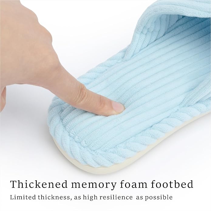 Chantomoo Slippers for Women Memory Foam House Womens Slipper Slides Home Bedroom Bathroom Spa Open Toe Corduroy Bow Slippers Cozy Comfortable
