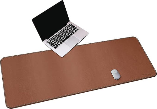 CENNBIE Leather Desk Pad – Large Mouse Pad - Desk Mat Home Office Desk Accessories Desktop Protector Non Slip Writing Desk Blotter (59 x 23.6 inch – Light Brown)