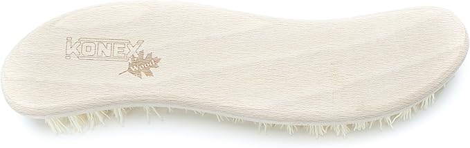 Konex Heavy Duty Scrub Brush - Old-Fashioned Wooden Design, Curved for Bathtubs, Wall and Floor Tiles - S-Shaped for Grime and Mildew Removal