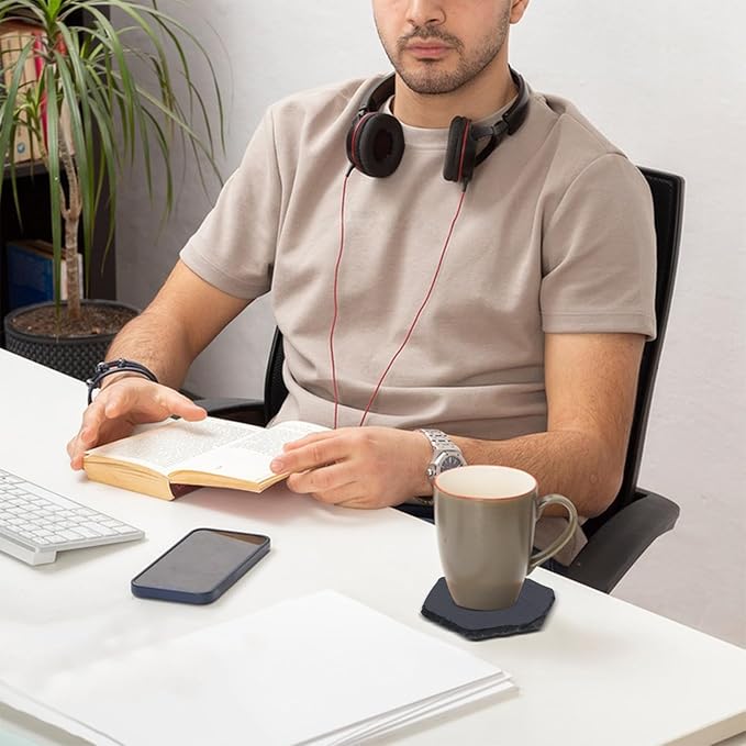 30 Pack 4 Inch Hexagon Slate Coasters,Black Slate Drinks Coasters with Anti-Scratch Bottom, Ideal for Home Decor, Bar, Housewarming Gifts, and Laser Engraving KUKLIPJIM