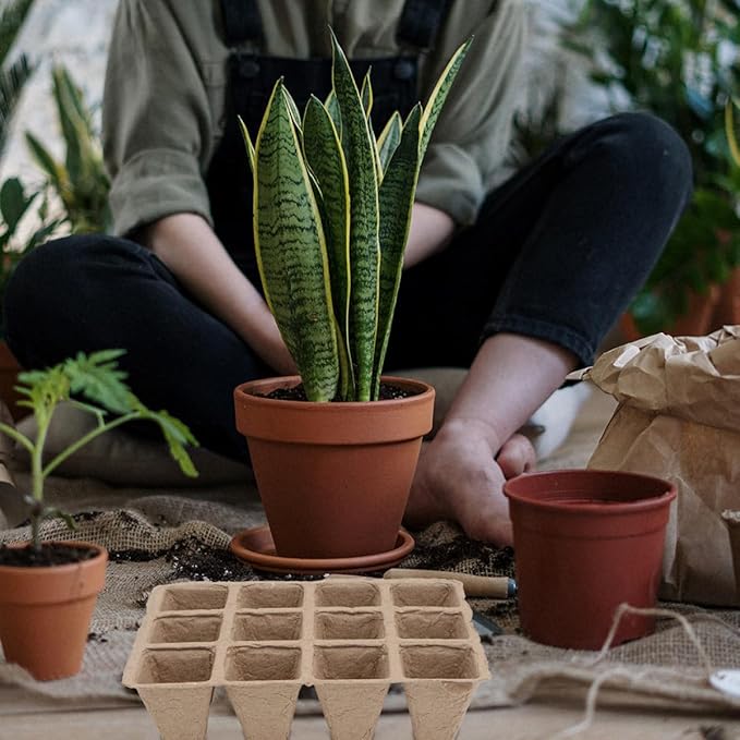 Biodegradable Plant Nursery Cups with Labels and Seedling Starters Plant Starting Pots for Vegetable Seedlings and Cuttings Gardening Starter Kit for Home and Nursery Use