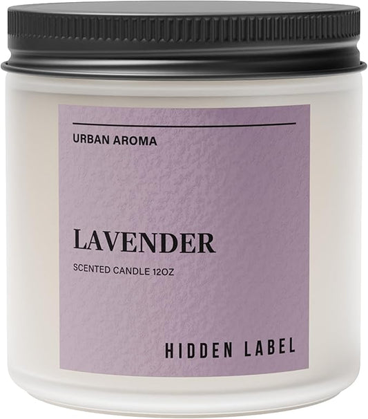 Hidden Label Lavender Scented Candle, 12oz 2 Wick Natural Candles Soy Non Toxic, Clean Burning Long Lasting Aromatherapy for Home Scented | Gifts | Décor,Premium Scents for Relaxation & Stress Relief