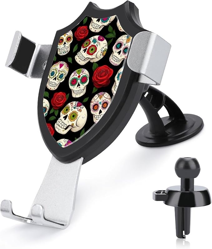 Women's Phone Holders Halloween Mexican Day Dead Sugar Skulls Universal Hands Free Automobile Cell Phone Holder