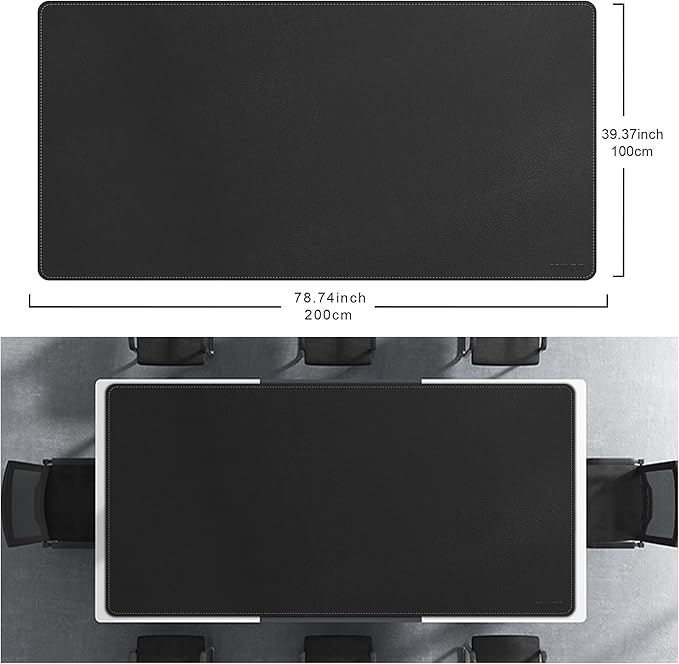 CENNBIE MAX200 78.7" x 39.4" Leather Desk Mat Protector, Extra Large Leather Desk Pad for Full Desk - XXXXXL Super Large Mouse Pad (Black)