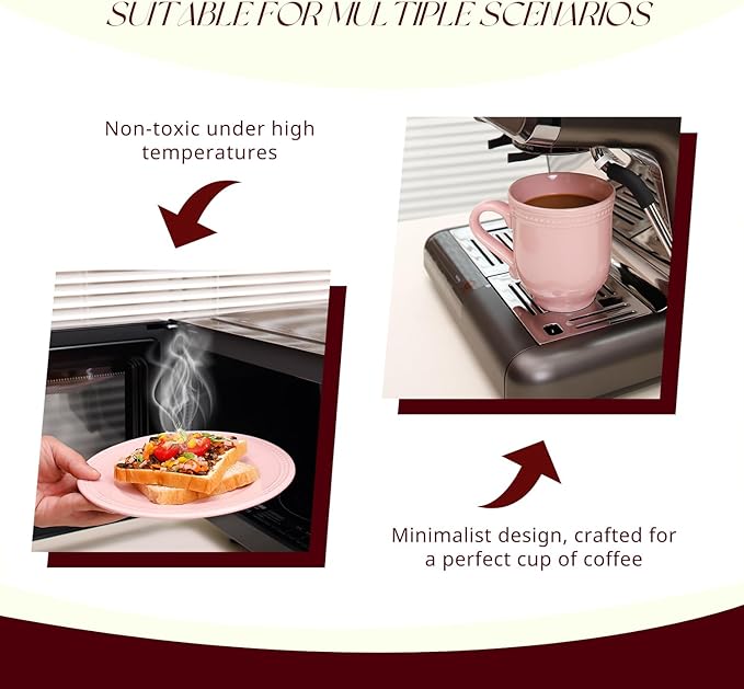 Pearl Dots Stoneware Dinnerware Set(16pc Set, Pink)