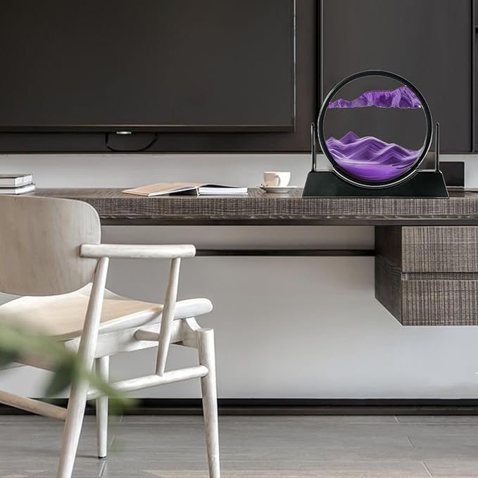 ZSDSZDZY Moving Sand Art Picture Liquid Motion, 3D Quicksand Décor, Deep Sea Sandscapes with Display Flowing Sand Frame for Relaxing, Desktop Office Home Decoration (Purple)