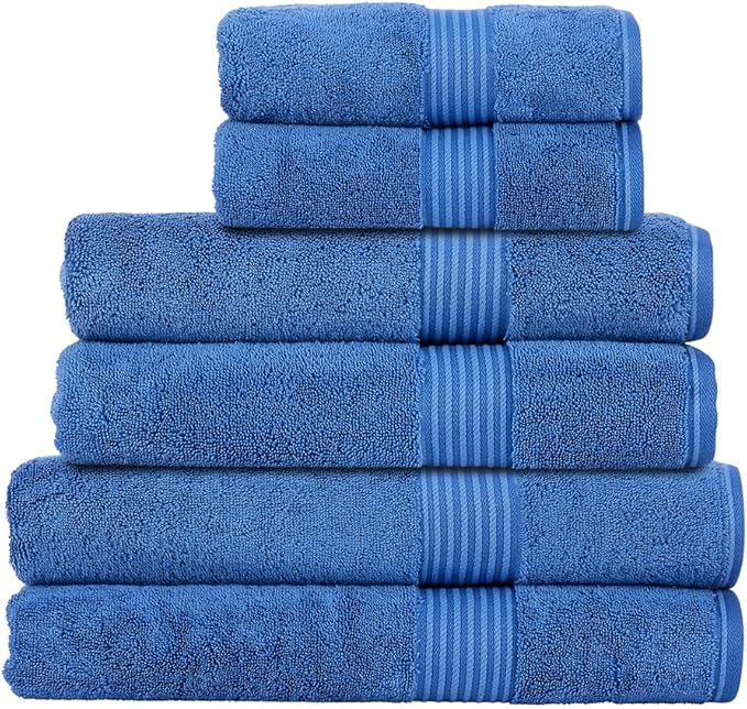 Christy Supreme Hygro Family Towel Set | Deep Sea Blue | 100% Luxury Supima Cotton | Ultra Soft | Super Absorbent | 650GSM | 2 Bath Sheets 2 Bath Towels 2 Hand Towels