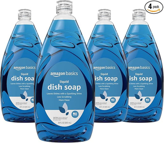 Amazon Basics Dish Soap, Fresh Scent, 30 fl oz, Pack of 4