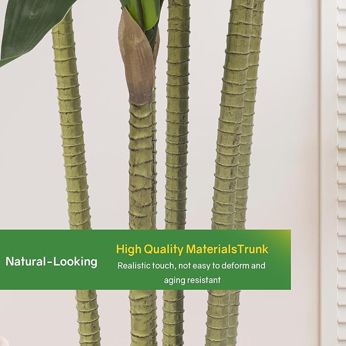 Artificial Dracaena Tree Indoor 6 FT Tall Fake Tree Artificial Tree Fake Yucca Potted Tree for Home Office Living Room Decor，Tall Artificial Plant for Housewarming