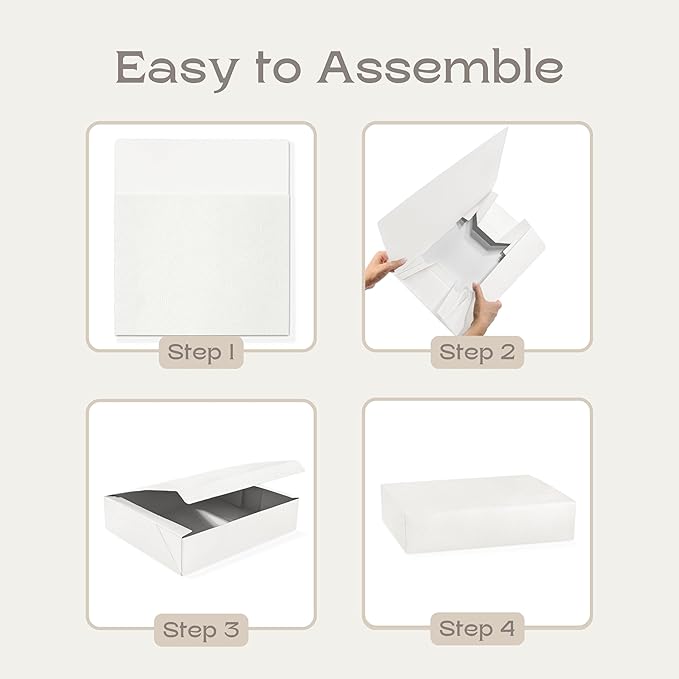 Pack of 10 Gift Boxes for Presents (13.77 x 11 x 3.14 inch) - Ideal for Bridesmaid Proposal Boxes and Wedding Gift Boxes | White Leather