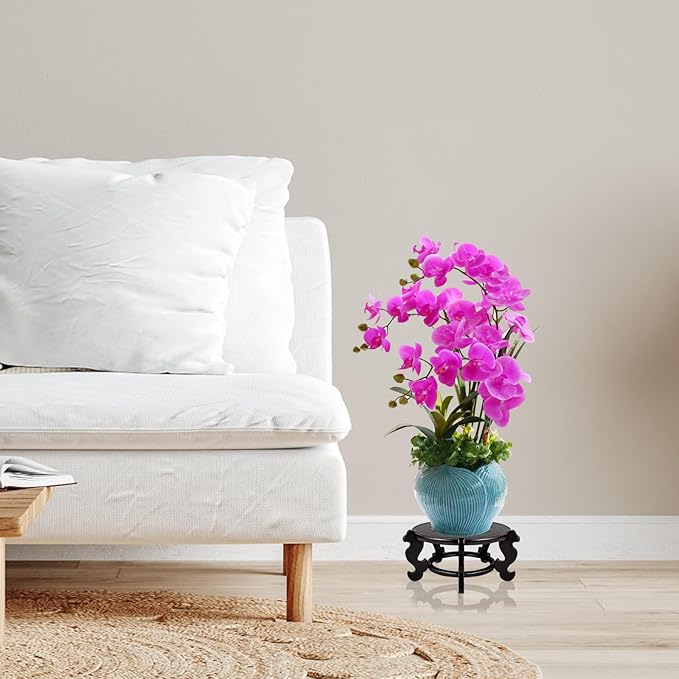 Yoiemivy 12 Inch Wooden Plant Stand Vase Stand Indoor Chinese Fishbowl Planter Stands for Display Oriental Style Indoor Plant Pot Pedestal Stand (12 Inch)