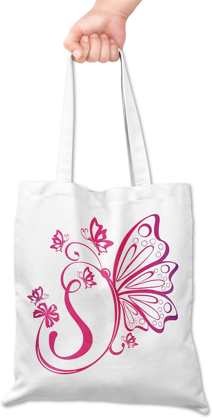 Grace Yonks Butterfly Monogram Canvas Tote Bags with The Letter