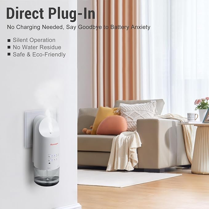 2025 Plug-in Essential Oil Diffuser – Waterless Scent Diffuser, Smart Wall Diffuser for Home, Office, & Spa, Covers Up to 500 Sq. Ft., 160ML Capacity, Portable Aromatherapy Aroma Diffuser, White
