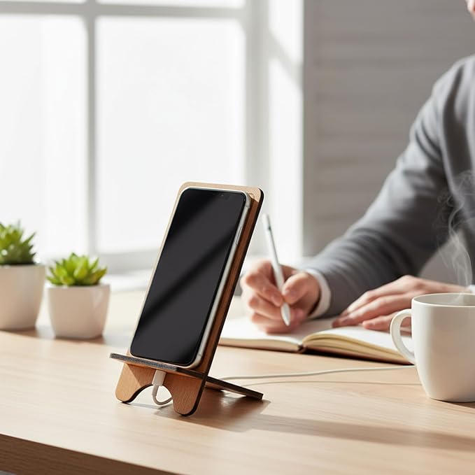 Design Your Own Phone Stand Personalized Wooden Holder Custom Name Engraved Handmade Desk and Home Accessory Gift (Only Name)