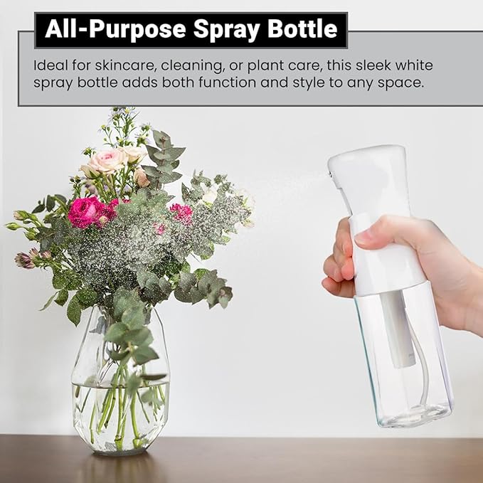 Continuous Mist Spray Bottle – Ultra Fine Mist for Hair Styling, Salon Use, and Versatile Applications – Ideal for Plants, Cleaning, and Travel – 5 oz Clear Octagon Shape Empty Bottle