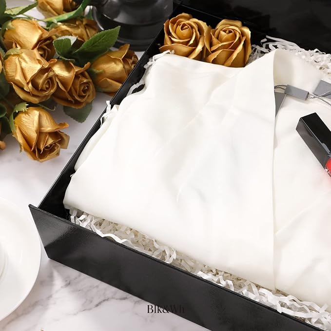 BLK&WH Large Gift Box - 13.5x10x3.5 Inches, Black Collapsible Box with Magnetic Lid