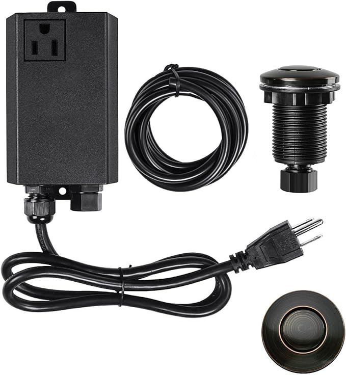 Garbage Disposal Air Switch Kit Sink Top Waste Disposal Stainless Steel Oil Rubbed Bronze On/Off Air Button Food and Waste Disposals Part by Etoolcity