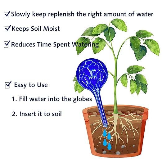 Plant Watering Globes - 6 Pack Colorful Glass Self Watering Bulbs for Plants, Automatic Plant Watering Devices for Indoor & Outdoor Use