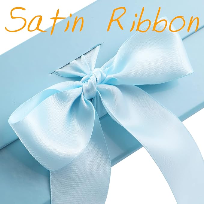 GREEN BEAN Luxury Gift Boxes with Lids - 6 Large Baby Blue Magnetic Boxes with Ribbon, Perfect for Bridesmaid Proposals or Any Occasion - 13x9.7x3.4 Inches