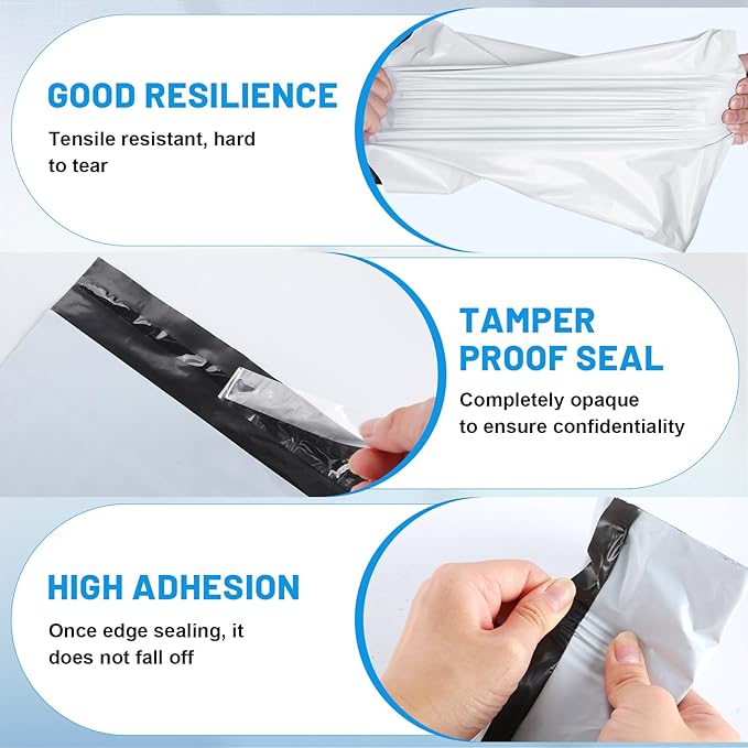 200 Pcs Poly Mailers Shipping Bags 12x15.5 Inch Packaging Clothes Polymailers Envelopes Mailing Package Self Seal Shipping Envelopes Waterproof Poly Bags Small Business Supplies Package White
