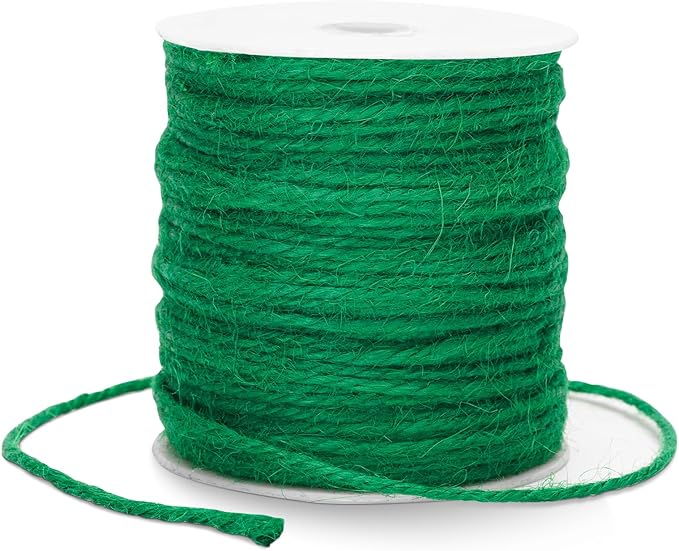 G2PLUS Garden Twine, 3MM 328 Feet Natural Jute Twine String, 3 Ply Green Heavy Duty Hemp Rope String for Gift Wrapping, DIY Arts & Crafts, Climbing Plants, Home Decor, Christmas