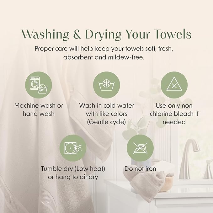 Springtree Home Luxury Bamboo Rayon Bath Towel Set of 4 | 35% Bamboo Rayon - 65% Cotton | Absorbent Quick-Dry Towels for Bathroom | Oeko-TEX Standard 100 Cotton | Cobblestone