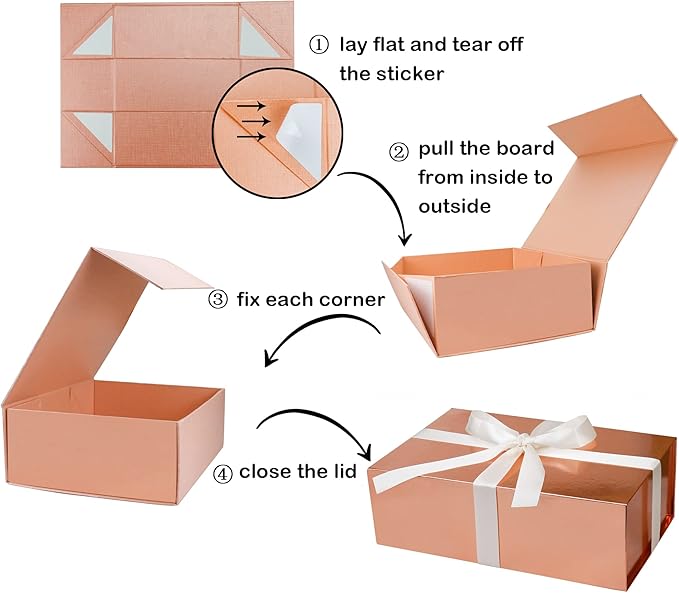 YINUOYOUJIA Large Gift Boxes with Magnetic Lid (rose gold, 1 Count (Pack of 1))