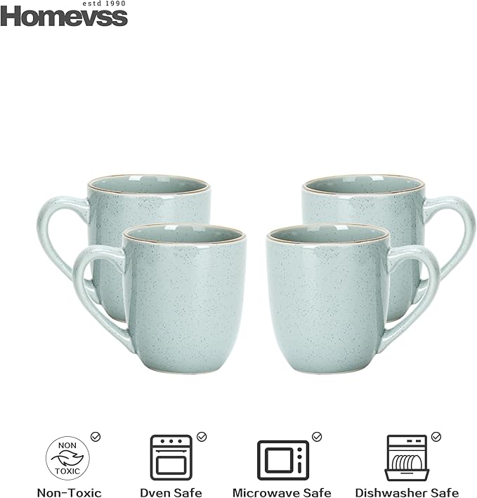 HomeVSS 20-Piece Dinnerware Set - Serves 4, Bright Glaze Grey plates and bowls sets with Speckle Effect for Microwave & Dishwasher Safe