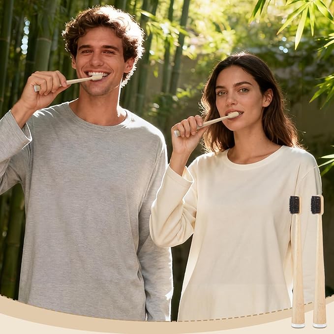 6 Pcs Horse Bristle Bamboo Toothbrush Soft Natural Bristle Bamboo Toothbrush (No Nylon, Horse Hair Only) Totally Compostable Biodegradable Zero Waste Plastic Free(Horsehair,Tail Spine)
