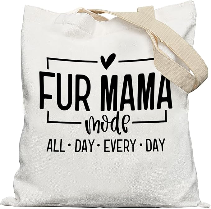 Fur Pet Mama Mom Tote Bag, Dog Cat Mom Gifts Canvas Tote Bags for Women, Gifts for Cat Dog Pet Lovers Reusable Grocery Shopping Bags