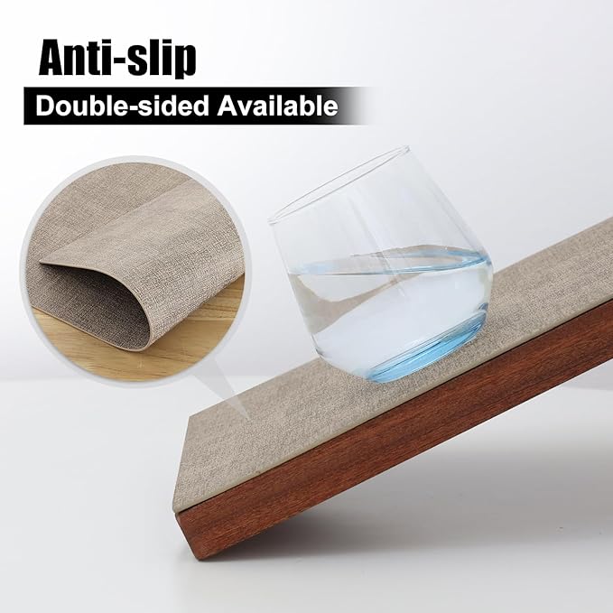 Homaxy Faux Leather Heat Resistant Placemats for Dining Table Set of 12, Waterproof Wipeable Washable PU Table Mats, Easy to Clean Anti-Slip Place Mats, 11.8" x 17", Light Brown