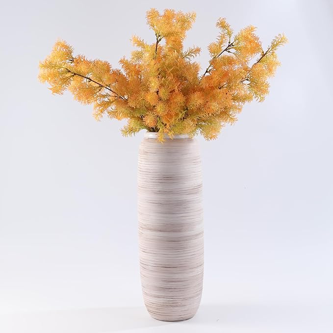 ALMA White Tall Vase for Floor, 18'' Extra Large Vase for Pampas Grass Dried Flower Bouquet, Big Ceramic Rustic Vases for Home Decor, Living Room Floor, Mantel Decoration