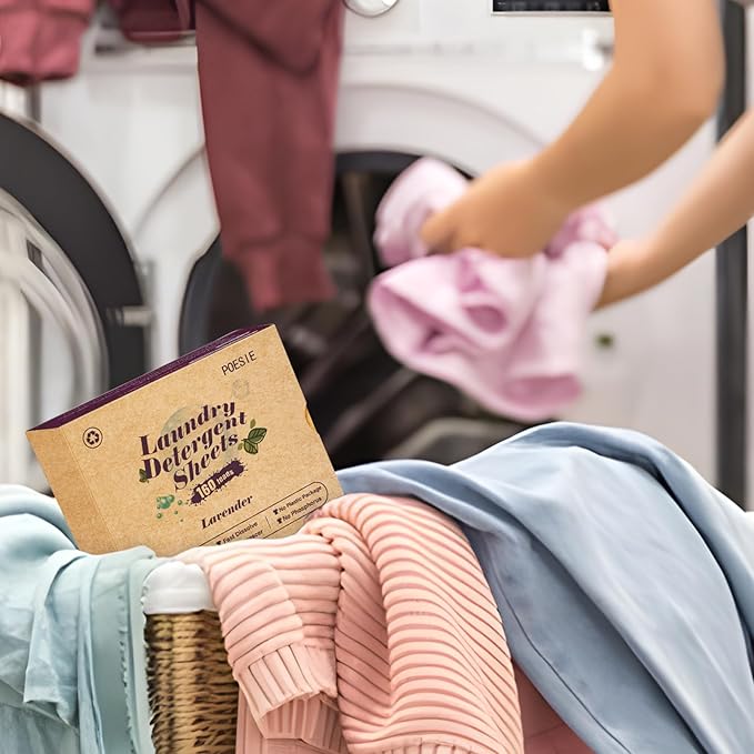 Poesie Laundry Detergent Sheets Lavender Scent 3 Pack 480 Sheets 240 Loads Laundry Strips No Plastic Jug Liquidless Travel Portable Laundry Detergent HE for Camping Dorm Life