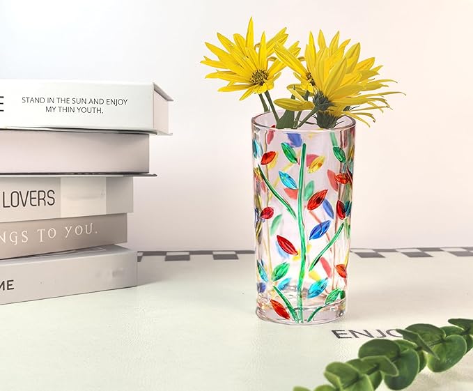 Hand Painted Colorful Glass Vase