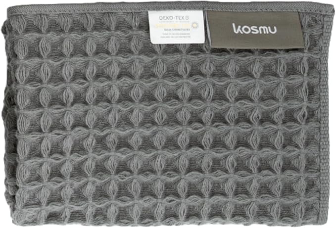 Luxury Japanese Cotton Silk Waffle Bath Towel | Plush, Absorbent, and Quick Dry (Smoke Grey, Face Towel, 16" x 16")