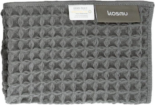 Luxury Japanese Cotton Silk Waffle Bath Towel | Plush, Absorbent, and Quick Dry (Smoke Grey, Face Towel, 16" x 16")