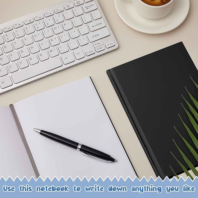 Henoyso 8 Pcs A5 Blank Notebooks Journals Bulk 100 Sheets/200 Pages Unlined Craft Notebooks Kraft Sketchbooks Hardcover for Writing Drawing for Gifts Students School Office, 8.3 x 5.7 in (Black)