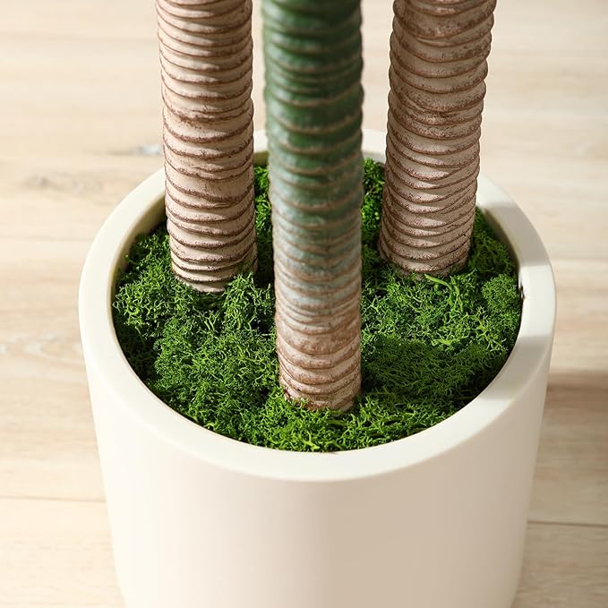 Artificial Dracaena Tree 5ft, Tall Fake Dracaena Plants with White Planter, Faux Dragon Tree Indoor Floor Plant for Home Decor Office Living Room Porch Housewarming, 1Pcs