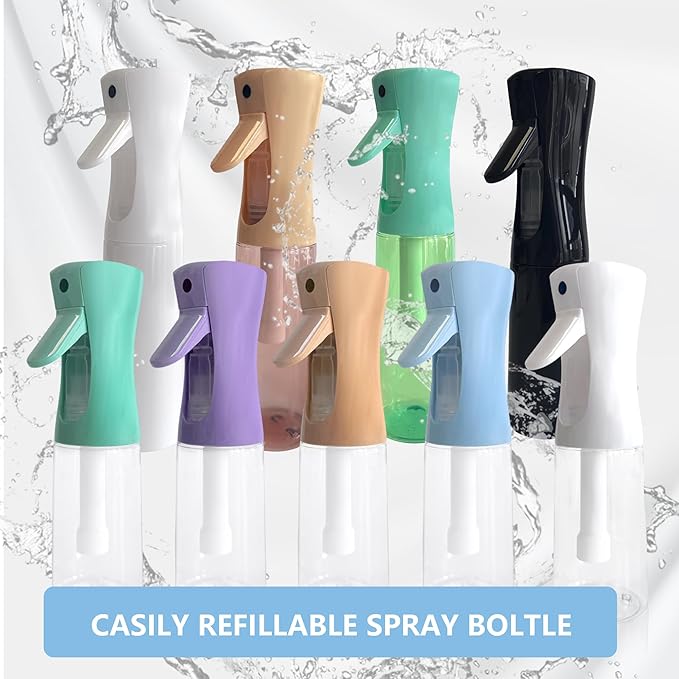 Spray Bottle for Hair Continuous Ultra Fine Mist (200ml) 360° Multi Spray Bottle for Plants, Cleaning, Skin Care Leakproof & Durable 2 Pack