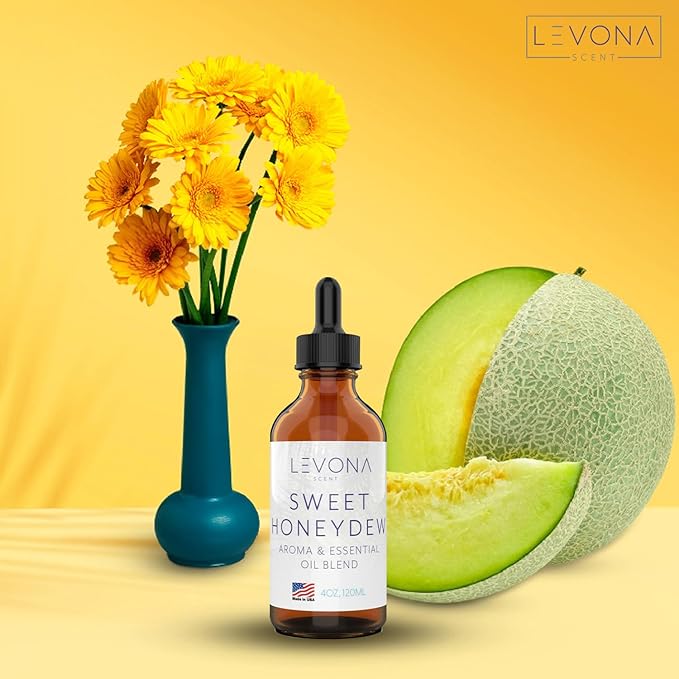 Levona Scent Oil Diffuser Essential Oils: Essential Oils Home Luxury Scents - Sweet Honeydew Essential Oil - Sweet & Fresh Notes of Nectarine and Floral Rose Essential Oil - 120 Ml Fragrance Oils