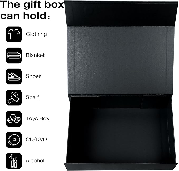 Aimyoo Galaxy Black Collapsible Gift Box with Magnetic Closure Lids 13.8x9x4.3 in, Bridesmaid Groomsmen Proposal Box, Large Rectangle Box for Present Graduation Storage 3 Pack