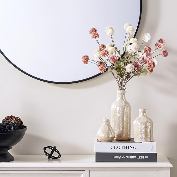 Ceramic Vase Set of 3, Decorative Vases Home Decor Modern Neutral Flower Pampass Boho Vase for Living Room, Table, Mantel, Entryway, Bookshelf, Kitchen, Bedroom, Bathroom - White