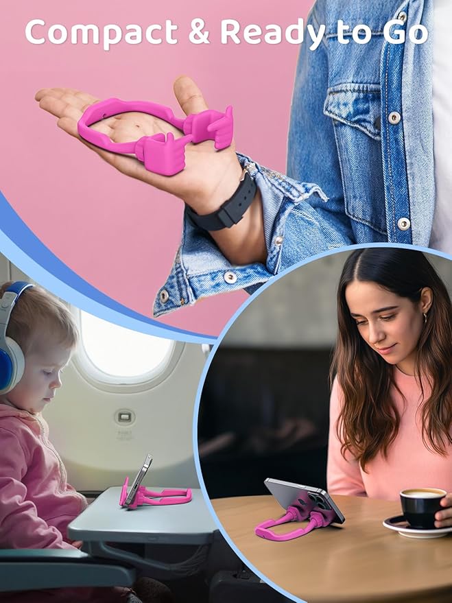 Stocking Stuffers for Teens Girls Boys Cell Phone Stand Patented Adjustable Shy Fingers Lazy Phone Holder for Desk Cool Gadgets Gifts Ideas for Adults Women Gifts for Christmas (Hot Pink)