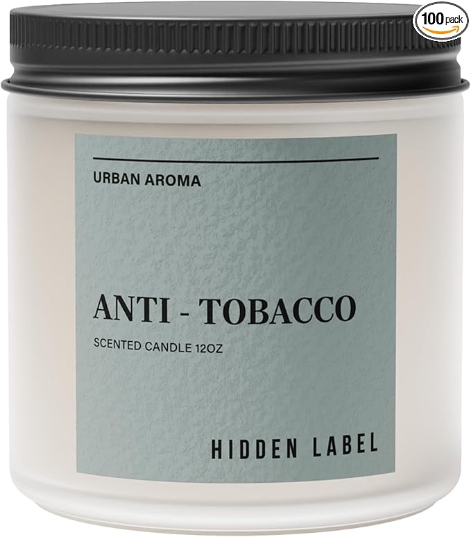Hidden Label Anti Tobacco Scented Candle, 12oz Natural Soy Wax Non Toxic, 2 Wick Candles for Home Scented, 70hours Clean Burning Aromatherapy Candle, Bacehlor Pad Decor | The Perfect Mens Gift