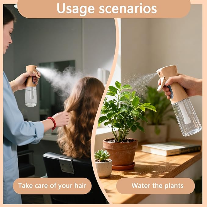 Spray Bottle for Hair Continuous Ultra Fine Mist (200ml) 360° Multi Spray Bottle for Plants, Cleaning, Skin Care Leakproof & Durable 2 Pack